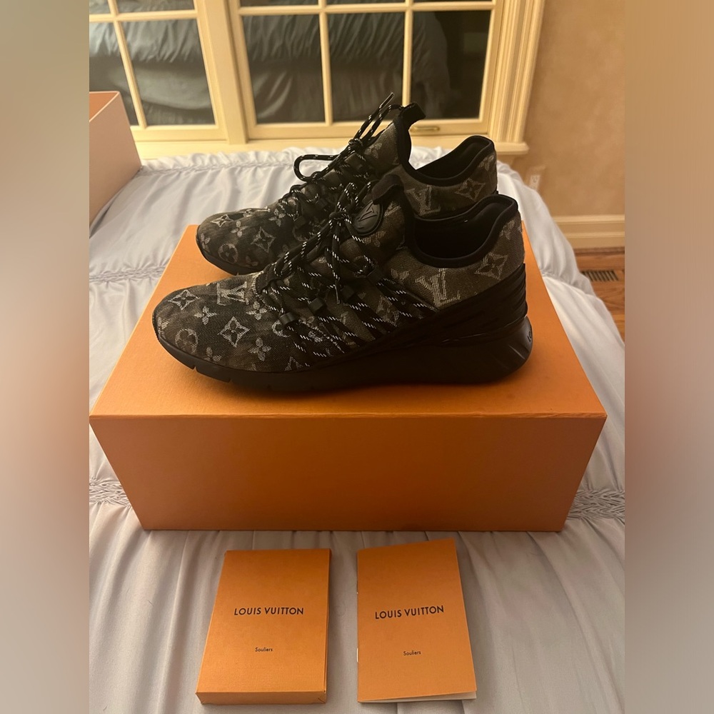 Louis Vuitton Black Denim Monogram Fast Lane Sneakers